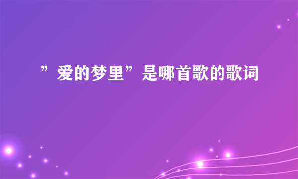 ”爱的梦里”是哪首歌的歌词