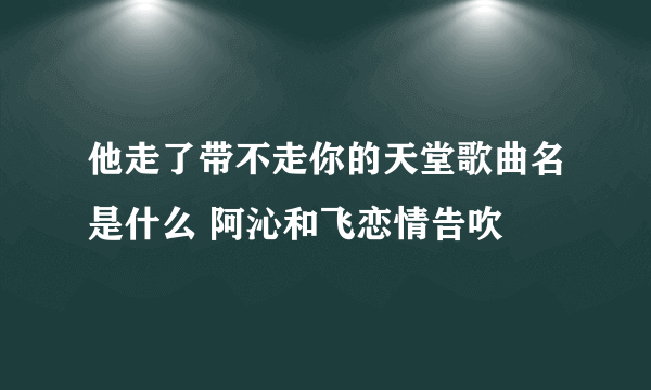 他走了带不走你的天堂歌曲名是什么 阿沁和飞恋情告吹