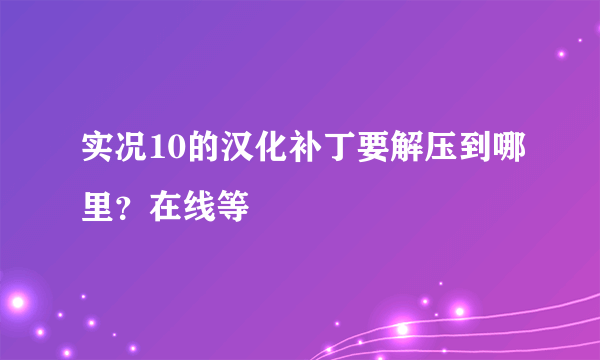 实况10的汉化补丁要解压到哪里？在线等