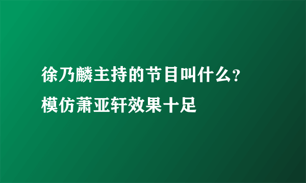 徐乃麟主持的节目叫什么？ 模仿萧亚轩效果十足