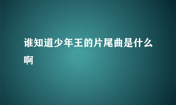 谁知道少年王的片尾曲是什么啊