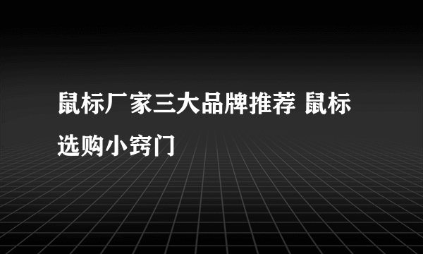 鼠标厂家三大品牌推荐 鼠标选购小窍门