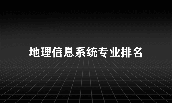 地理信息系统专业排名