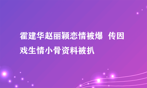 霍建华赵丽颖恋情被爆  传因戏生情小骨资料被扒