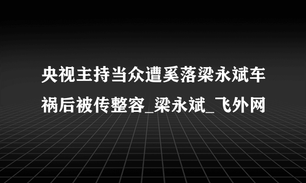 央视主持当众遭奚落梁永斌车祸后被传整容_梁永斌_飞外网