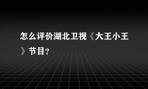 怎么评价湖北卫视《大王小王》节目？