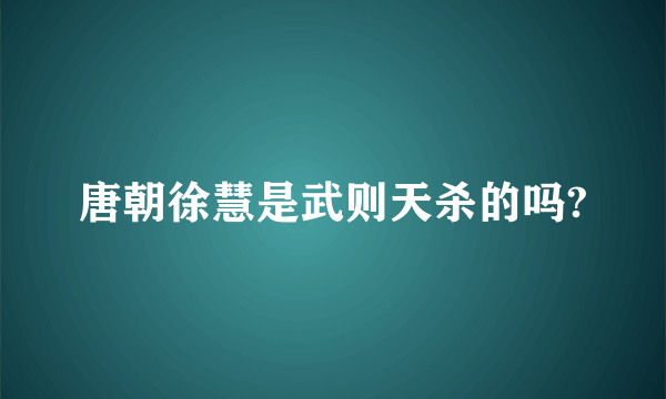 唐朝徐慧是武则天杀的吗?