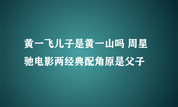 黄一飞儿子是黄一山吗 周星驰电影两经典配角原是父子