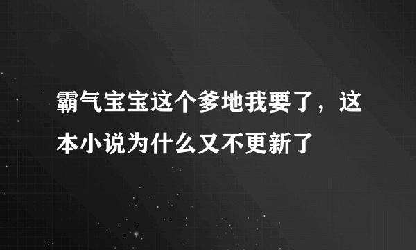 霸气宝宝这个爹地我要了，这本小说为什么又不更新了