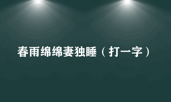 春雨绵绵妻独睡（打一字）