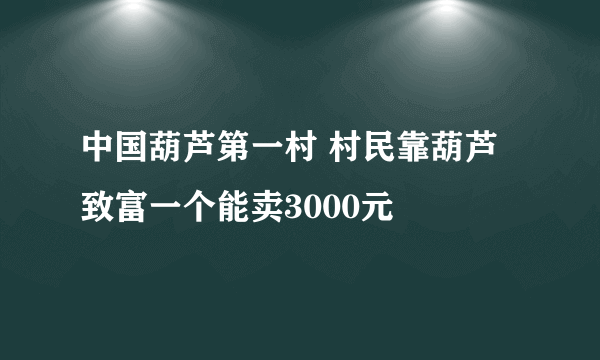 中国葫芦第一村 村民靠葫芦致富一个能卖3000元