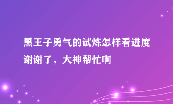 黑王子勇气的试炼怎样看进度谢谢了，大神帮忙啊