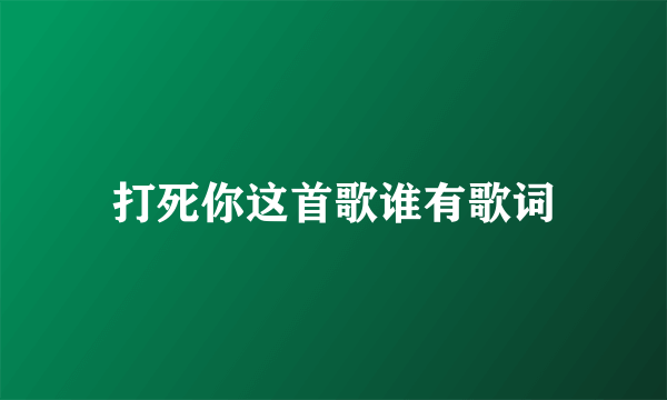 打死你这首歌谁有歌词