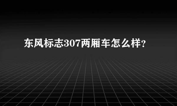 东风标志307两厢车怎么样？