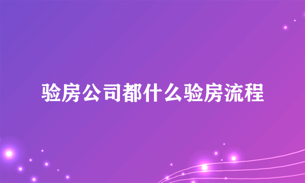 验房公司都什么验房流程