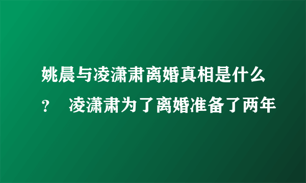 姚晨与凌潇肃离婚真相是什么？  凌潇肃为了离婚准备了两年