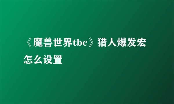 《魔兽世界tbc》猎人爆发宏怎么设置