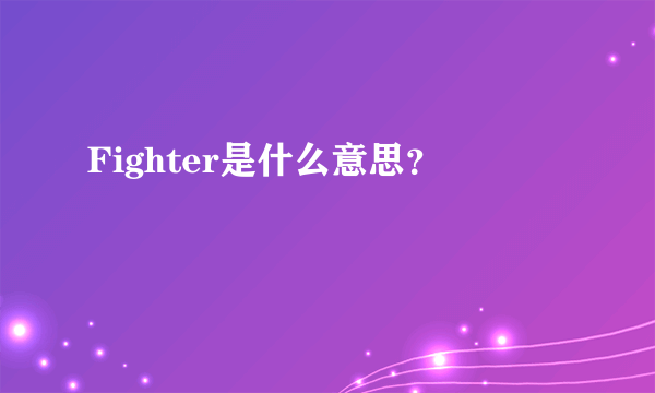 Fighter是什么意思？