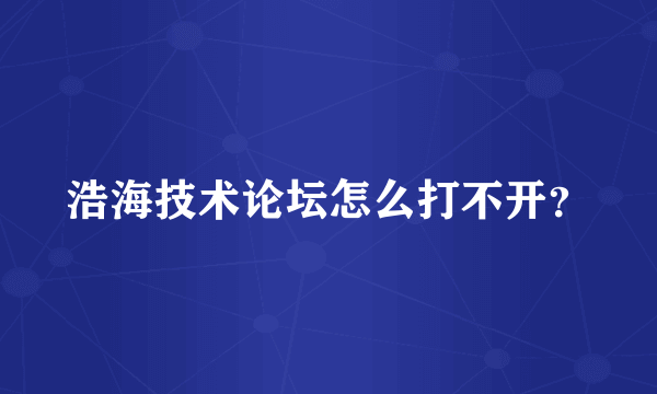 浩海技术论坛怎么打不开？