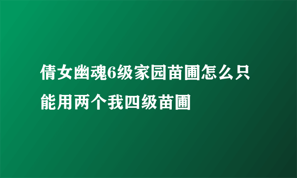 倩女幽魂6级家园苗圃怎么只能用两个我四级苗圃