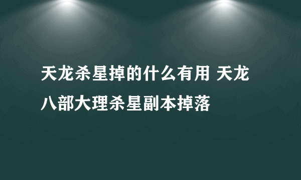 天龙杀星掉的什么有用 天龙八部大理杀星副本掉落