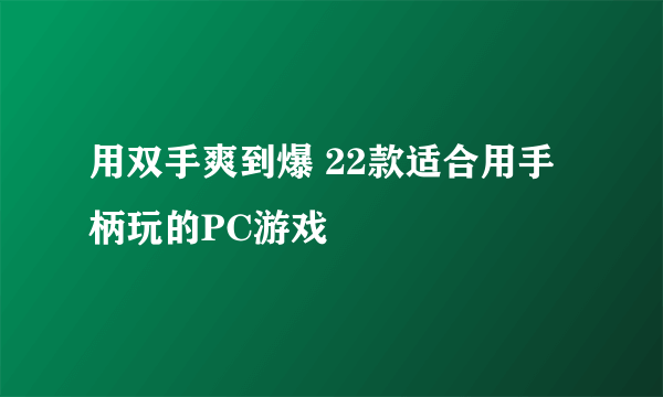 用双手爽到爆 22款适合用手柄玩的PC游戏