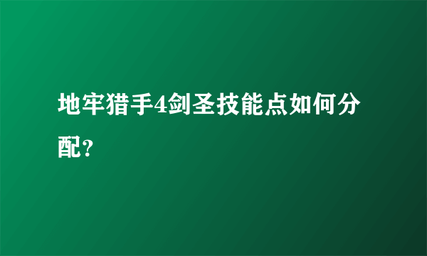 地牢猎手4剑圣技能点如何分配？