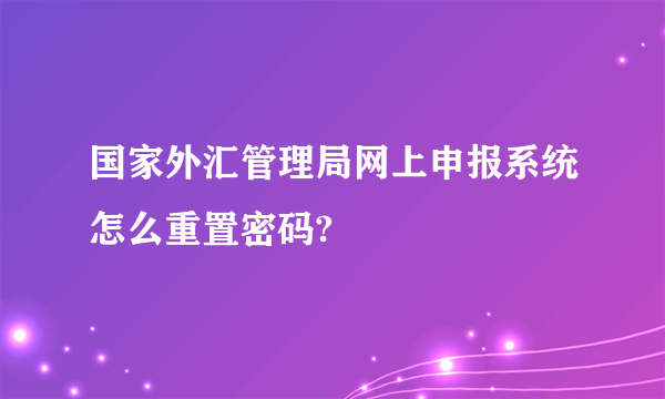 国家外汇管理局网上申报系统怎么重置密码?