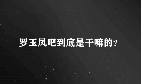 罗玉凤吧到底是干嘛的？