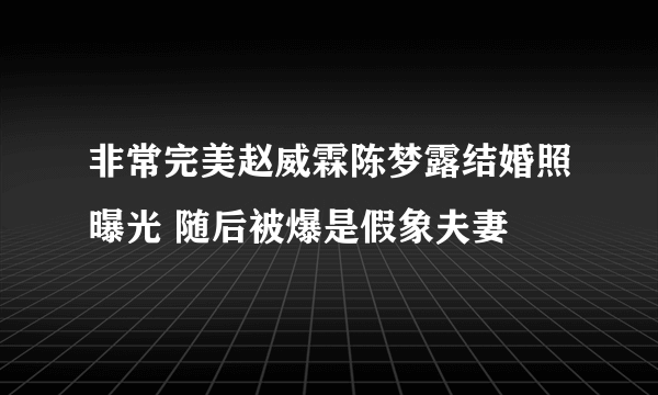 非常完美赵威霖陈梦露结婚照曝光 随后被爆是假象夫妻