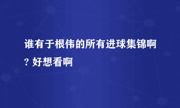 谁有于根伟的所有进球集锦啊? 好想看啊