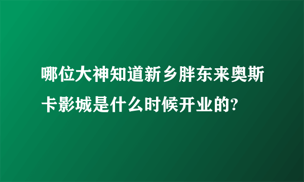 哪位大神知道新乡胖东来奥斯卡影城是什么时候开业的?