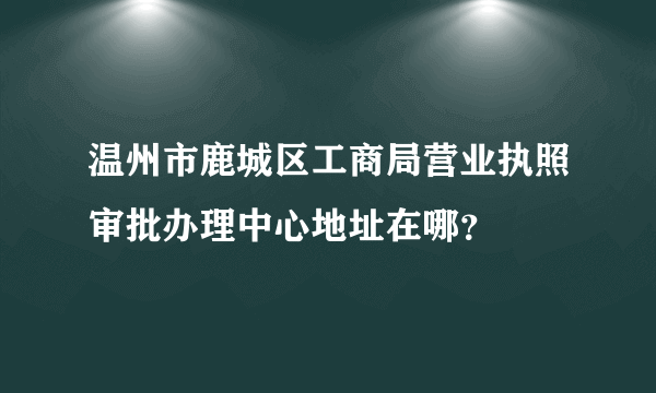 温州市鹿城区工商局营业执照审批办理中心地址在哪？