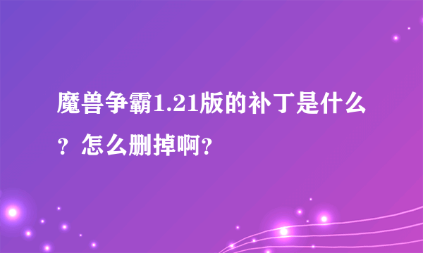 魔兽争霸1.21版的补丁是什么？怎么删掉啊？