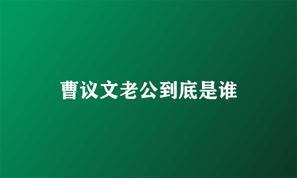 曹议文老公到底是谁