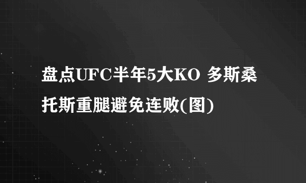 盘点UFC半年5大KO 多斯桑托斯重腿避免连败(图)