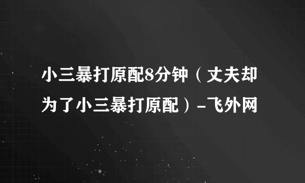 小三暴打原配8分钟（丈夫却为了小三暴打原配）-飞外网