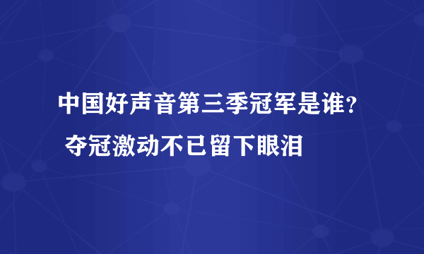 中国好声音第三季冠军是谁？ 夺冠激动不已留下眼泪