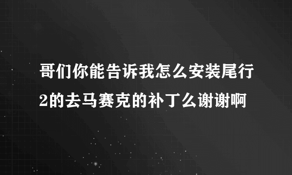 哥们你能告诉我怎么安装尾行2的去马赛克的补丁么谢谢啊