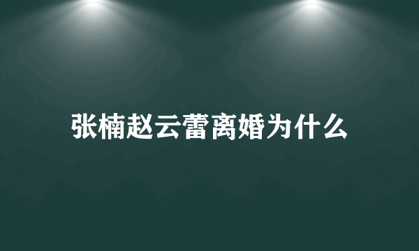 张楠赵云蕾离婚为什么