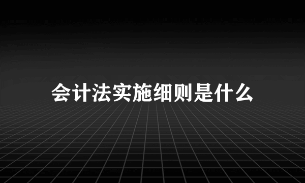 会计法实施细则是什么