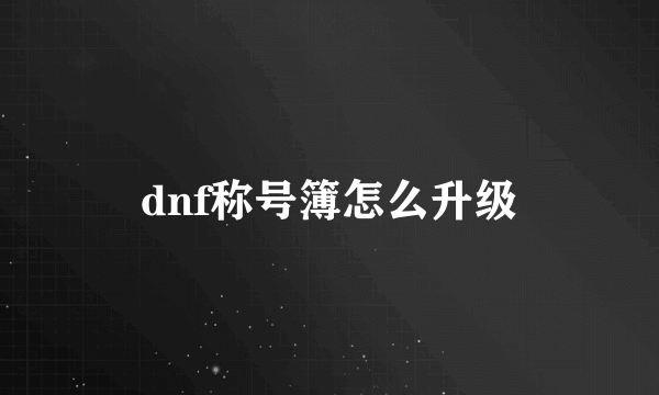 dnf称号簿怎么升级