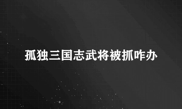 孤独三国志武将被抓咋办