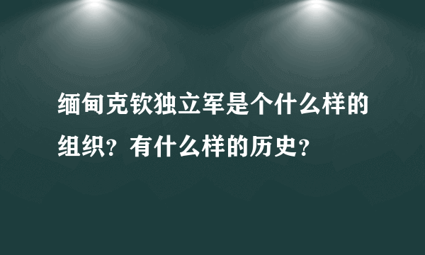 缅甸克钦独立军是个什么样的组织？有什么样的历史？