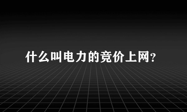 什么叫电力的竞价上网？