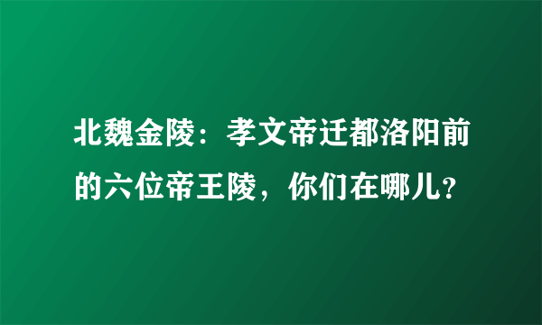 北魏金陵：孝文帝迁都洛阳前的六位帝王陵，你们在哪儿？