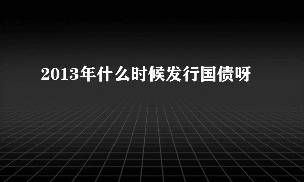 2013年什么时候发行国债呀