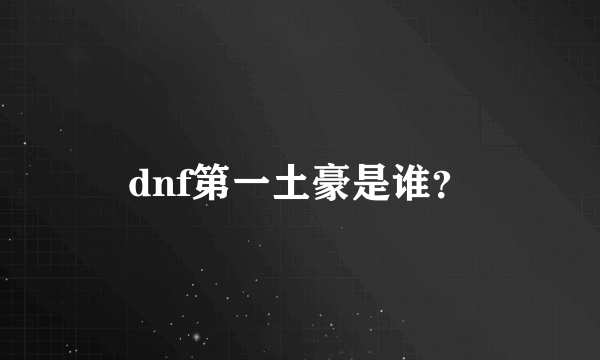 dnf第一土豪是谁？