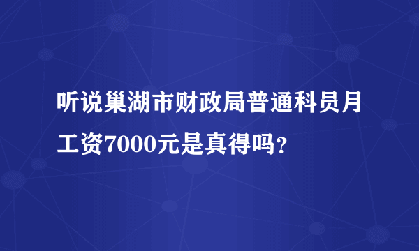 听说巢湖市财政局普通科员月工资7000元是真得吗？