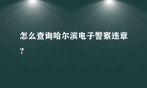 怎么查询哈尔滨电子警察违章？